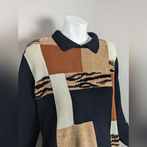 Vintage polo sweater with animal print. Alfred dinner sweater tiger print sz s - Picture 7 of 9